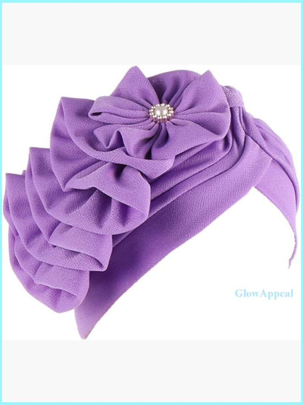 Pre-Tied Chemo Turban Hat, Stretch Polyester, Flower Design, One Size